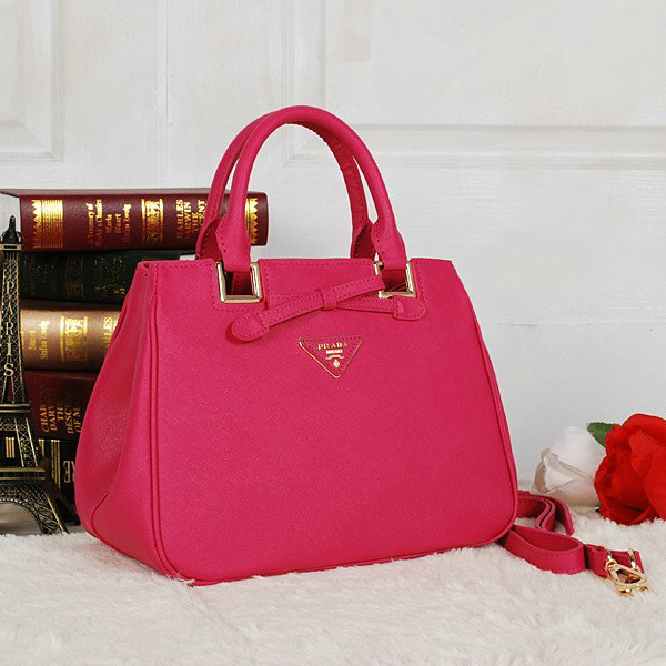 2014 Prada saffiano calfskin tote BN2245 rosered